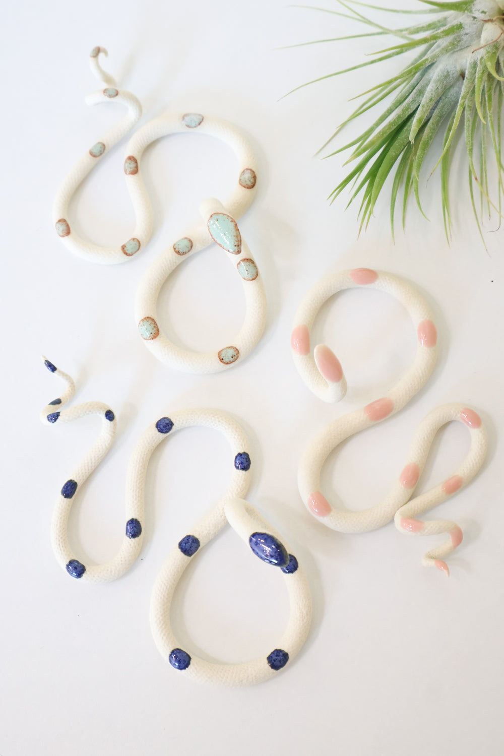 3 Small Ceramic Snakes